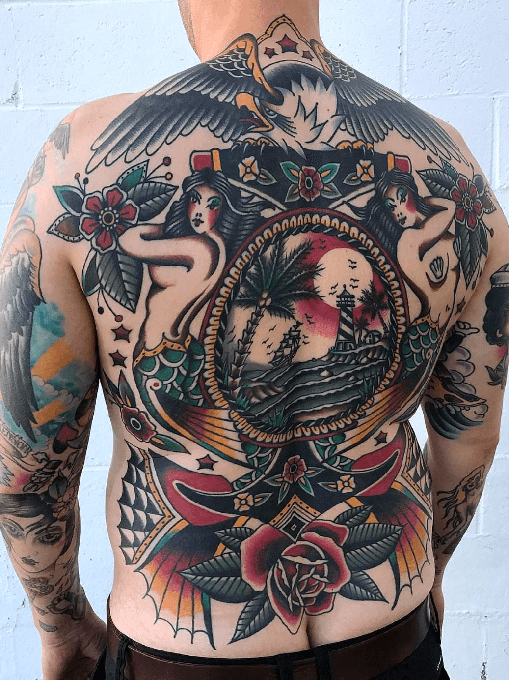 Tattoo uploaded by Bradley Kinney • #traditional #mermaid #ship #backpiece  • Tattoodo