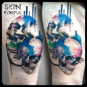  #abstract #watercolor #watercolortattoos #watercolortattoo #skull #skulltattoo #dotwork #dotworktattoo made  @  #absolutink by #skinkorpus #watercolorartist #tattooartist