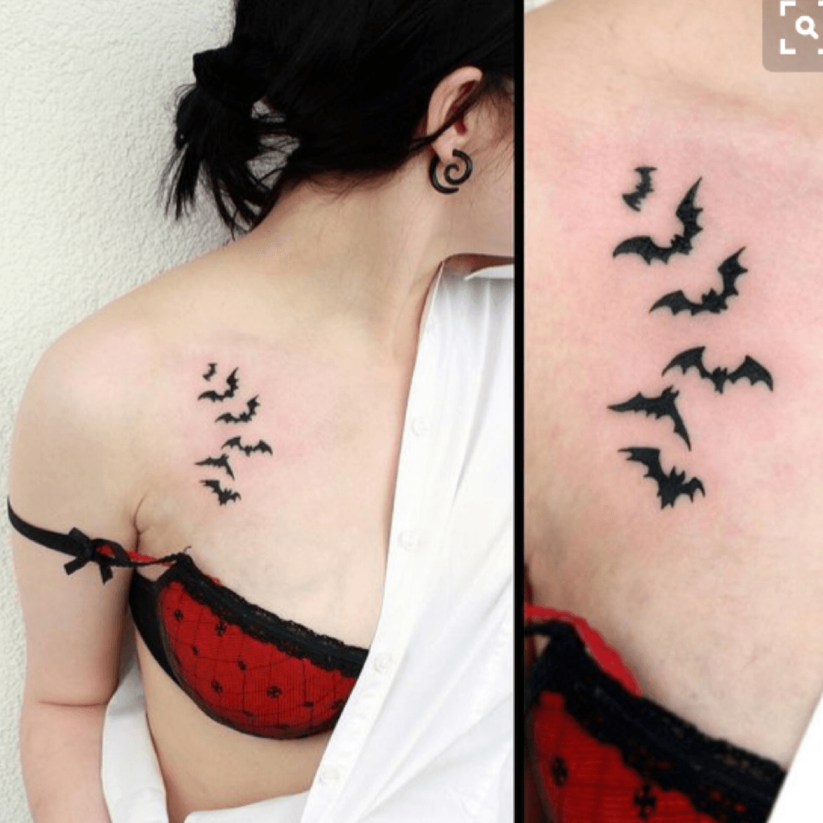 Bat collar bone tattoo