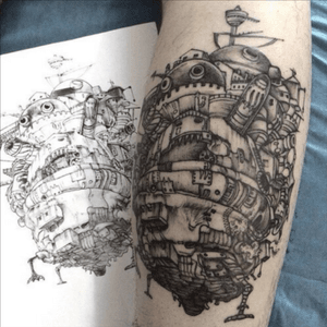 forever looking for an artist to recreate this howl's moving castle b&w sketch