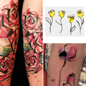 Want a tattoo for my parents. My mom loves yellow roses and I love the abstract and brushstroke and negative look. I have ideas but nothing set. #megandreamtattoo 
