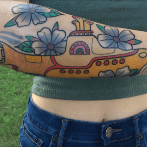 Yellow Submarine tattoo by Chris Mesi at Headlight II in Depford New Jersey 