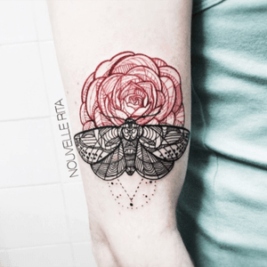 I love the detail put in. #butterfly #flower #rose #redrose 