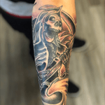 Grim Reaper in Waves done by Wesley Fant at Adorn Body Art in Portland,OR