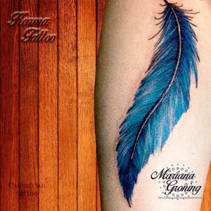 Blue feather tattoo #tattoo #marianagroning #karmatattoo #cdmx #MexicoCity #watercolor #watercolortattoo #watercolortattooartist #feather  