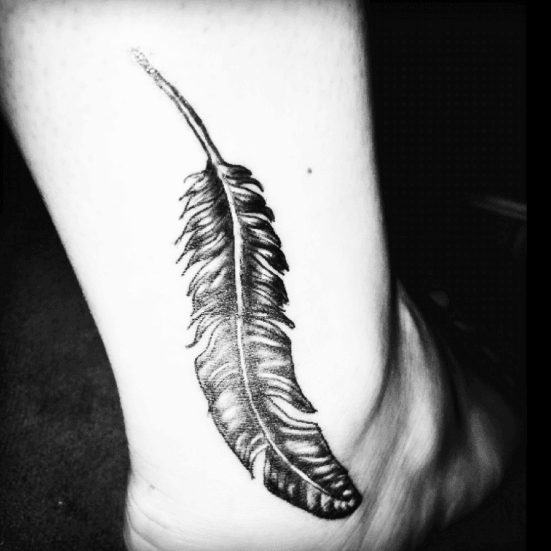 ROCK INK ROLL Tattoo Studio  FEATHER TATTOO with her husbands name whos in  dubai and a MEMORIAL tattoo of her husband who just passed away last week  Congratz and Condolence to