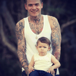My gorgeous Husband and our daughter and most of his tattoos the ones that can be seen! 