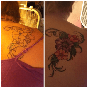 My flower before color and after color 