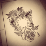 Pocketwatch rose tattoo design #design #roses #flowers #pocketwatch #time 