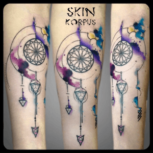 #abstract #watercolor #watercolortattoo #watercolortattoos #watercolour #dreamcatcher made  @ #absolutink by #watercolortattooartist #watercolorartist #skinkorpus 