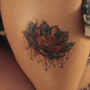 Water color lotus flower mandala tattoo
