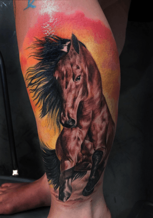 Moreno Tattoo - Tatuagem em aquarela da cliente Dayane. Uma homenagem ao  Cavalo de Fogo(Wild Fire), um desenho da década de 80.