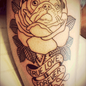 Started on this a couple of weeks ago! #PugLife #PugTattoo #legtattoo 