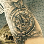 My first tattoo, part one of my sleeve on my right forearm #sleeve #myfirsttattoo #forearm #pocketwatch #lucky13 