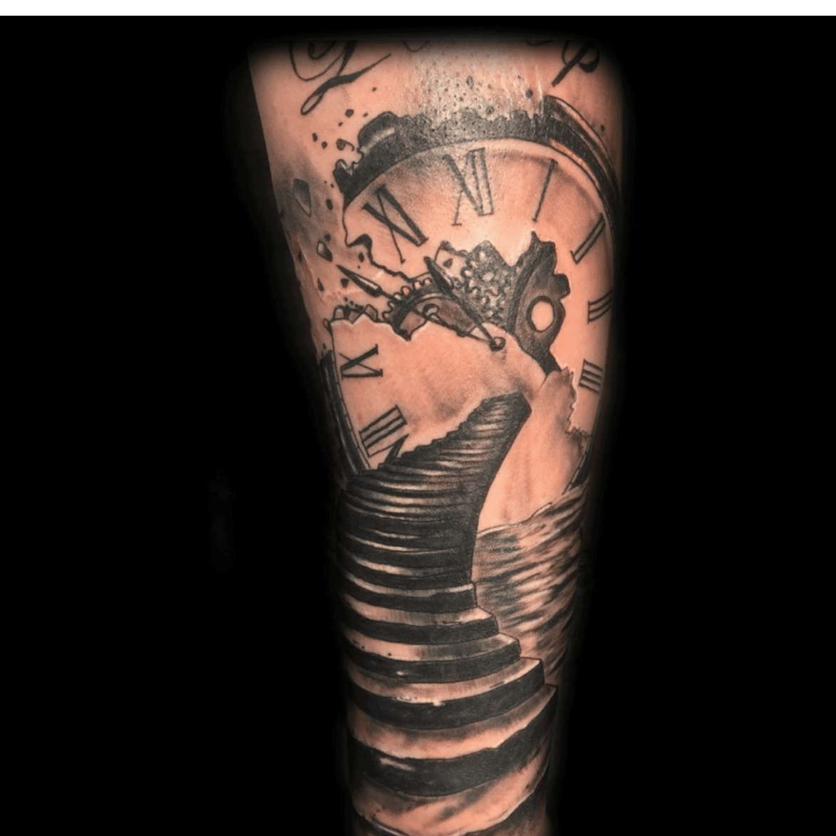Clock and stairs tattoo by Timur Lysenko  Post 12664