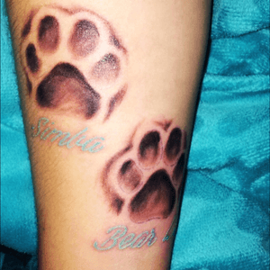 My dogs 💙. #pawprinttattoo #tattoo #ink #pawprints #family #dogs