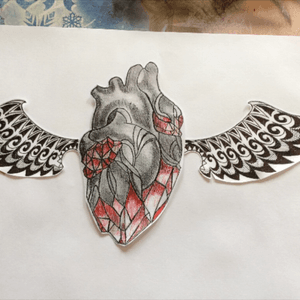 Winged Heart. #hearttattoo #Heart #tattoo #tattoos #tattoodrawing #drawing #wing #tribalmaori 