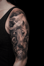 For more of my tattoos, check out www.instagram.com/bacanubogdan or www.Facebook.com/bacanu.bogdan.7 #BacanuBogdan #tattoooftheday #tattoo #blackandgrey #realism #realistic #tattooartist #sleeve #horsetattoo