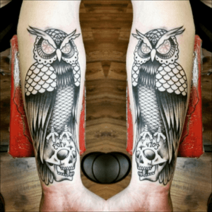 Owl tattoo by @aaronharding #pittsburghtattoo #owl #owltattoo #traditional 