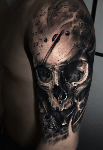 #skull #skulltattoo #speed #horror #evil #tattoo #vainiusanomaly #realism #realistic #realistictattoo #color #colortattoo #blackandgrey