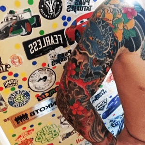 #dragon #sleeve #japanese #koi #tattoo #sakura #color #flower #eye #tattoos 