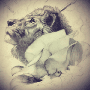 Realistic lion, will be a bomb when i get to tattoo it #realistic #lion #rose #pencildrawing #graphite #blackandgrey #tattooapprentice 