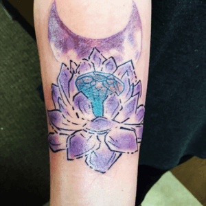 Fresh and finished at the shop, sailor moon inspired. #sailornoon #fresh #girlietattoo #arm #purple #watercolor #michiganart #blue #teal 