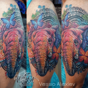 #mandala #elephanttattoo #elephant #colourtattoo #colour #watercolour #butterfly #butterflies #realistic 