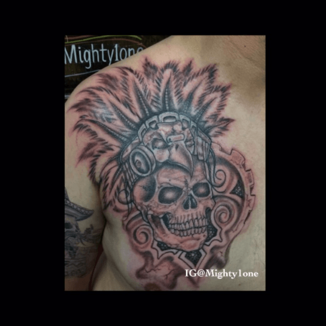 Black and Grey Aztec Skull Tattoo  Love n Hate