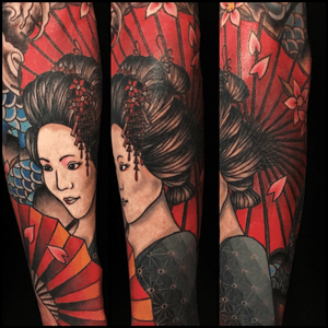 Detail of the geisha from Dan's sleeve! Had such a blast doing this! 🌸 To book in email kbeetattoo@gmail.com  #katiebeeart #tattoo #tattoos #ink #inked #yeg #yegtattoo #edmonton #edmontontattoo #ladytattooers #fusionink #neotat #stencilstuff #inkess #inkjunkeyz #iloveyourtattoos #inkspiringtattoos #taot #tattedskin #tattooworkers #tattooersubmission #thebesttattooartists #geishatattoo #japanesetattoo #cherryblossomtattoo #sleevetattoo #colortattoo #colourtattoo #tattoodo