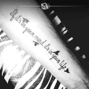 TAT No.29 "Positive Mind Quote" #tattoo #lettering #quoteoftheday #birds #staypositive #bylazlodasilva (my 2nd lettering tattoo 😁)