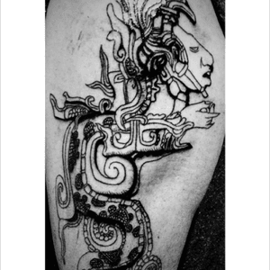 Aztec good of ressurection and reincarnation Snake to Human made by Maxime Chalhoub #tattoo #blackandgrey #Aztec #god 