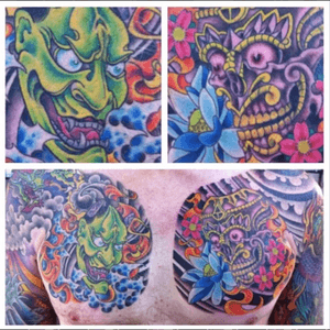 Tattoo by Lark Tattoo artist/owner Bruce Kaplan. #japanese #color #mask #japanesemask #kapala #water #negativespace #wind #flower #japaneseflower #fire#demon #DemonHead #chestpiece #chest #brucekaplan #owner #artist #ownerartist #artistowner #LarkTattoo #LarkTattooWestbury #NY #BestOfLongIsland #VotedBestOfLongIsland #BestOfNYC #VotedBestOfNYC #VotedNumber1 #LongIsland #LongIslandNY #NewYork #NYC #TattoosEvenMomWouldLove  #NassauCounty #tattoo #tattoos #tat #tats #tatts #tatted #tattedup #tattoist #tattooed #tattoooftheday #inked #inkedup #ink #tattoooftheday #amazingink #bodyart