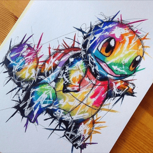 Multicoloured Squirtle tattoo design #tattoo #water 