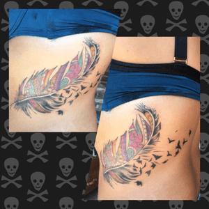 TattooBruce #feather#bird#coller#rib#pice#tattoo#inkt