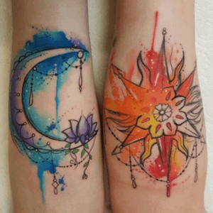 #moon #sun #day #night #watercolor #flower - #tattooartist #JosieSexton 