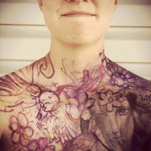 The start of my chest piece. Session #1.