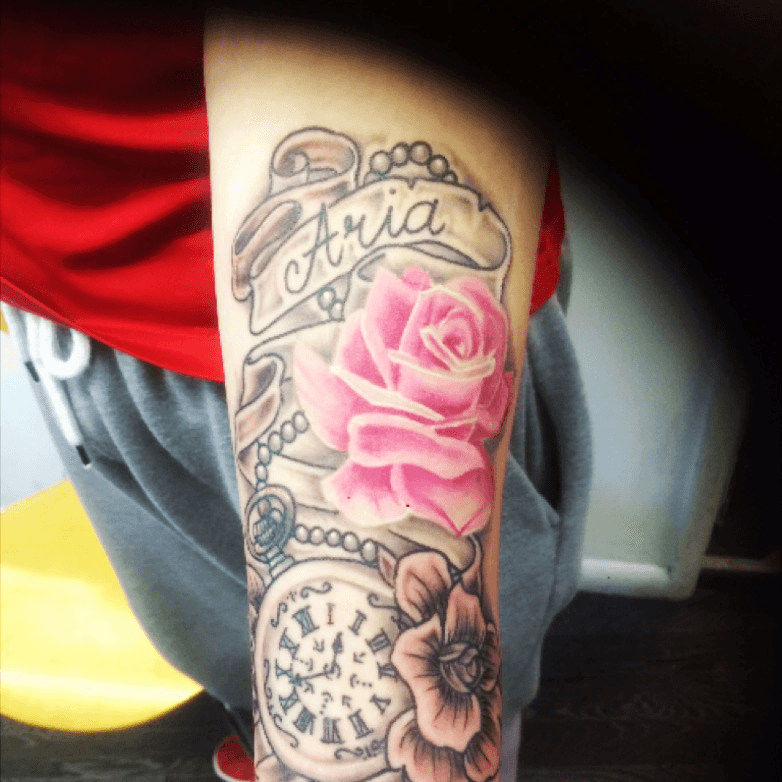 Lauren Housley Mackenzie - Big sternum underbooby tattoo done