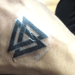 three triangles tattoo #handtattoo #triangles #blackwork 