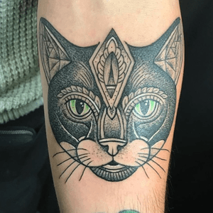 Cat tattoo, mandala / dotwork style. #cat #dotwork #mandala #dragontattooeindhoven