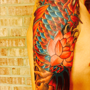 #dreamtattoo. Want another koi on opposite shoulder like this one just different colors!