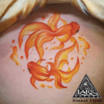 Tattoo by Lark Tattoo artist Hannah Clock. #watercolor #watercolorart #goldfish #watercolortattooing #watercolortattoo 