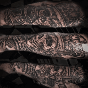 The start of my right arm sleeve, outer forearm completeD by Picton Tattoo artist Ryan Oliver