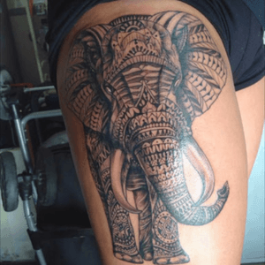 Elephant hip tattoo