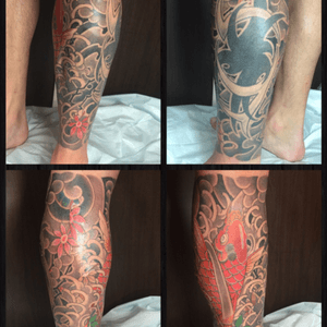 Another Japanese piece around a cover up on the outside of my leg!