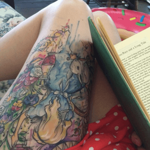 #aliceinwonderland #leg piece. #color #watercolor #sleeve #pinterest #book #bookart