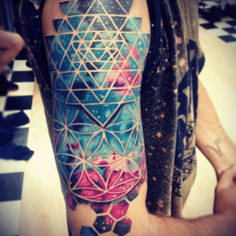 Galaxy  Watercolor Geometric Lotus by Eric Cantu  Tattoos