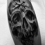 Bmx skull from last week .... #skulltattoo #skull #blackandgrey #blackandgreytattoo #bnginksociety #bngsociety #thebestbngtattooartists #bngink #darkartists 