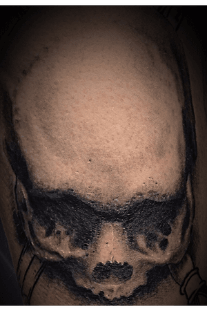 Healed skull #tylercicali #ghostwolftattoo #tattooer #skull #blackandgrey