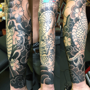 Progress! #tattoo #TattooSleeve #japenesetattoo #japenese #dragontattoo #hanyamask #AmarGoucem 